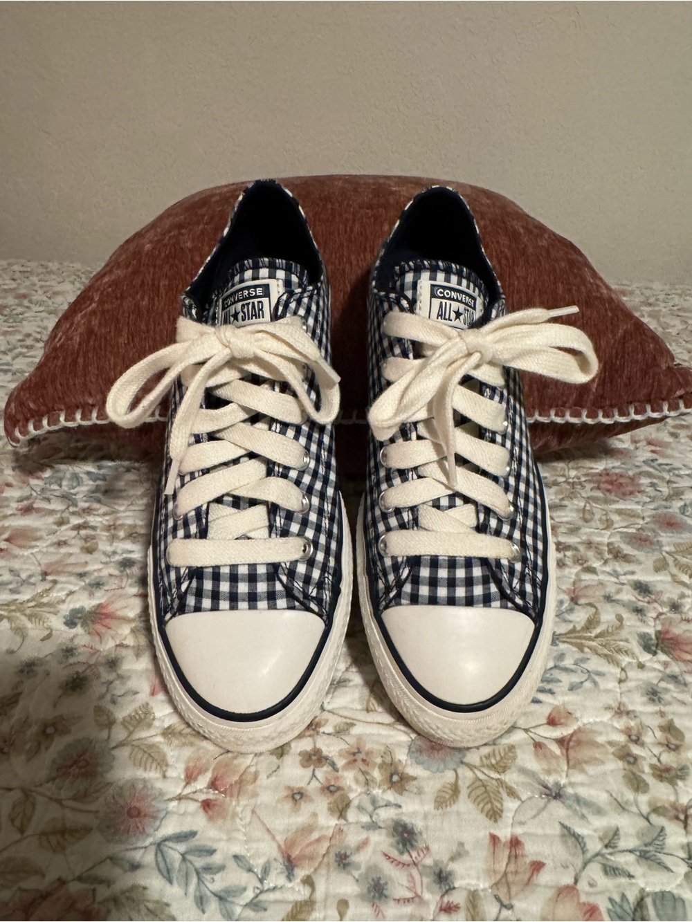 Converse Navy Gingham Low-Top Sneakers (women’s)
